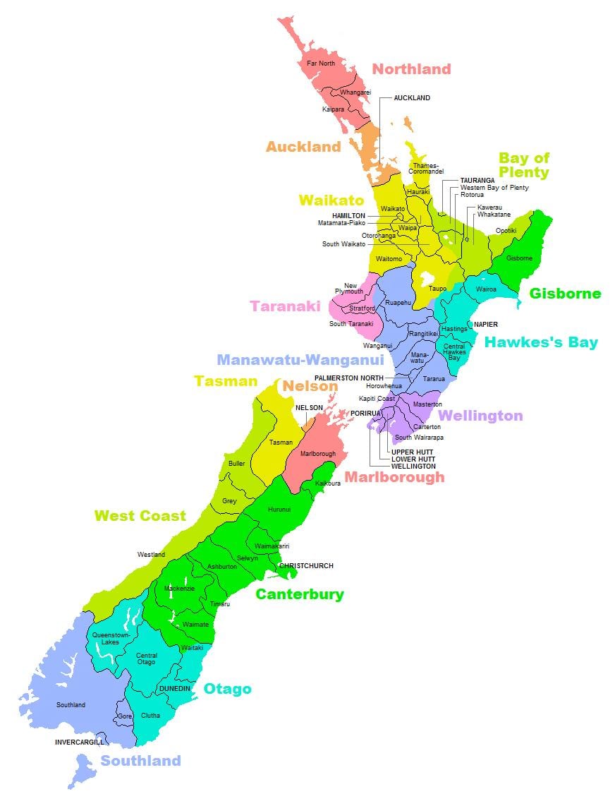 poliitiline kaart, austraalia ja uus-meremaa