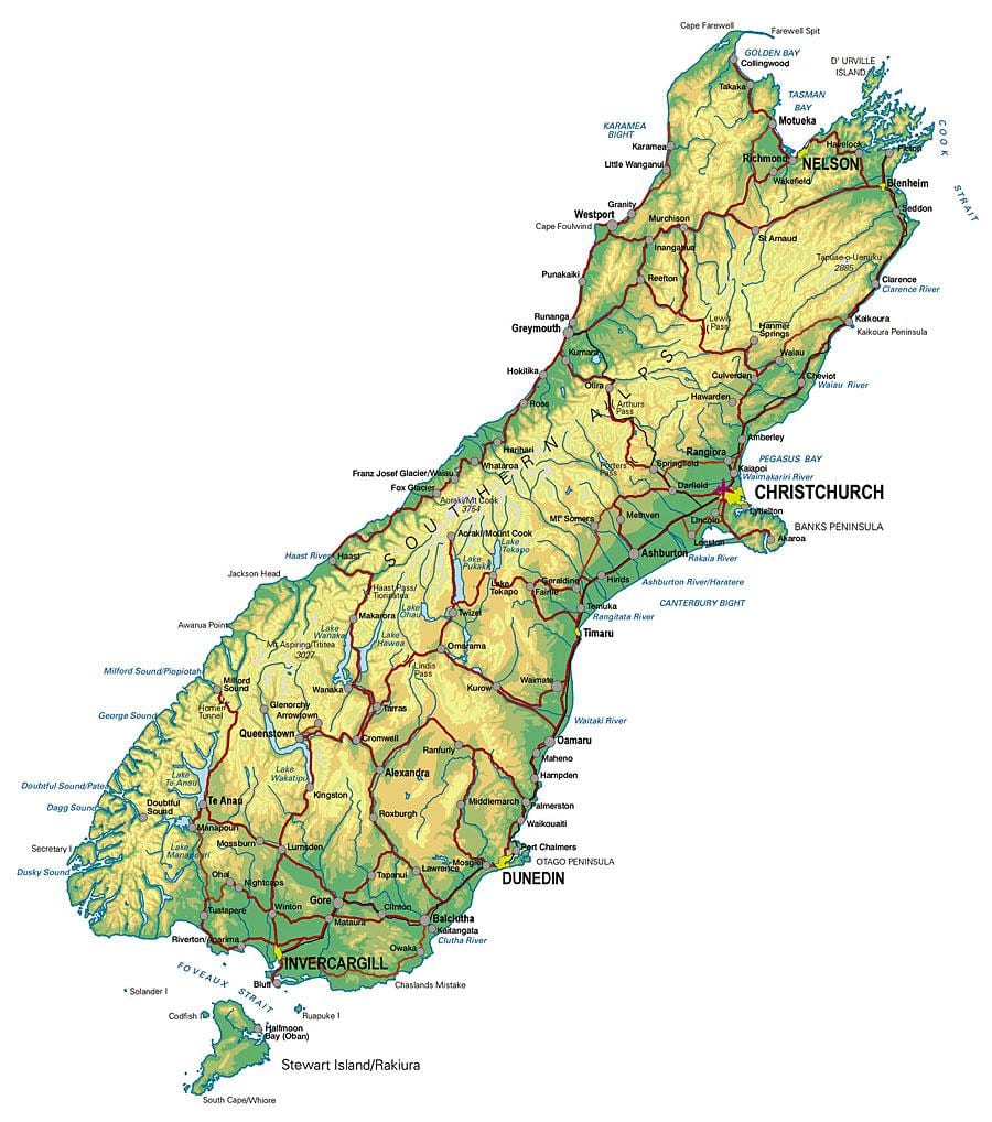 tourist map uus-meremaa south island