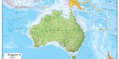Map austraalia ja uus-meremaa füüsilise