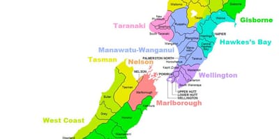 Poliitiline kaart, austraalia ja uus-meremaa