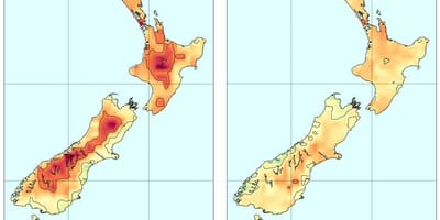 Kaart, uus-meremaa temperatuur